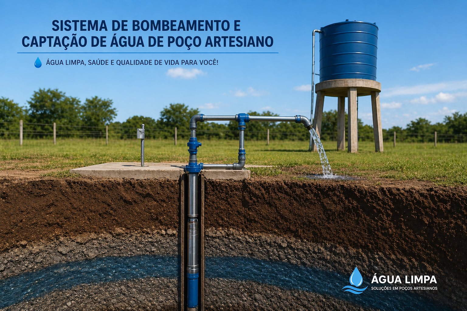 sistema de bombeamento e captação de água